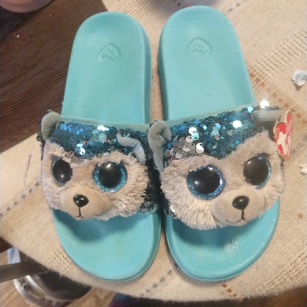 TY beanie boo sequin sandals size 4 girls